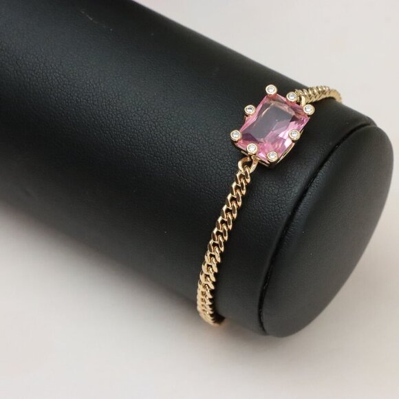 " Elegant Pink Crystal Rose Gold Bracelet with Adjustable Chain, XPBL0796 - Picture 9 of 12